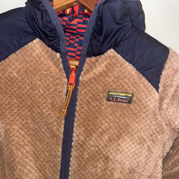 LL BEAN BOYS 6x/7 REVERSIBLE BROWN PLUSH & RED PLAID Jacket - Picture 2 of 5